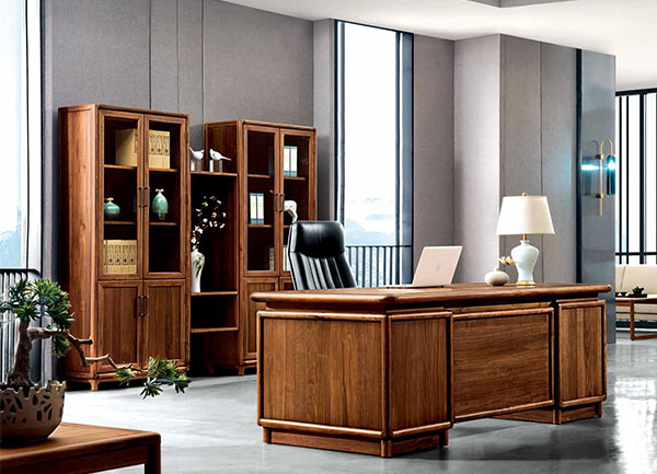 迪歐實木新款老板辦公室班臺-旭日東升
