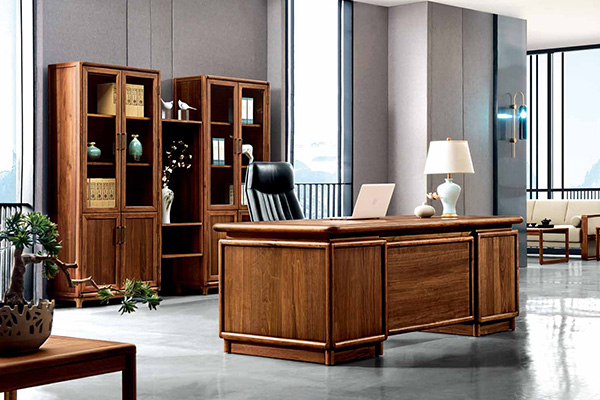 十環(huán)廠家全實(shí)木老板總裁辦公大班臺(tái)- 旭日東升系列